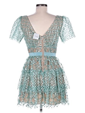 Self-Portrait Grid Sequin Tiered Mini Dress (view 2)