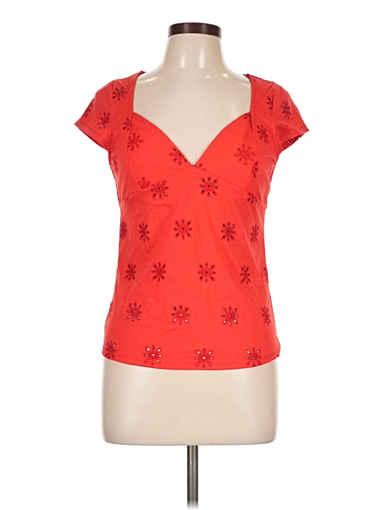 Pre-owned Bella Dahl Short Sleeve Top Orange Sweetheart Neckline Tops