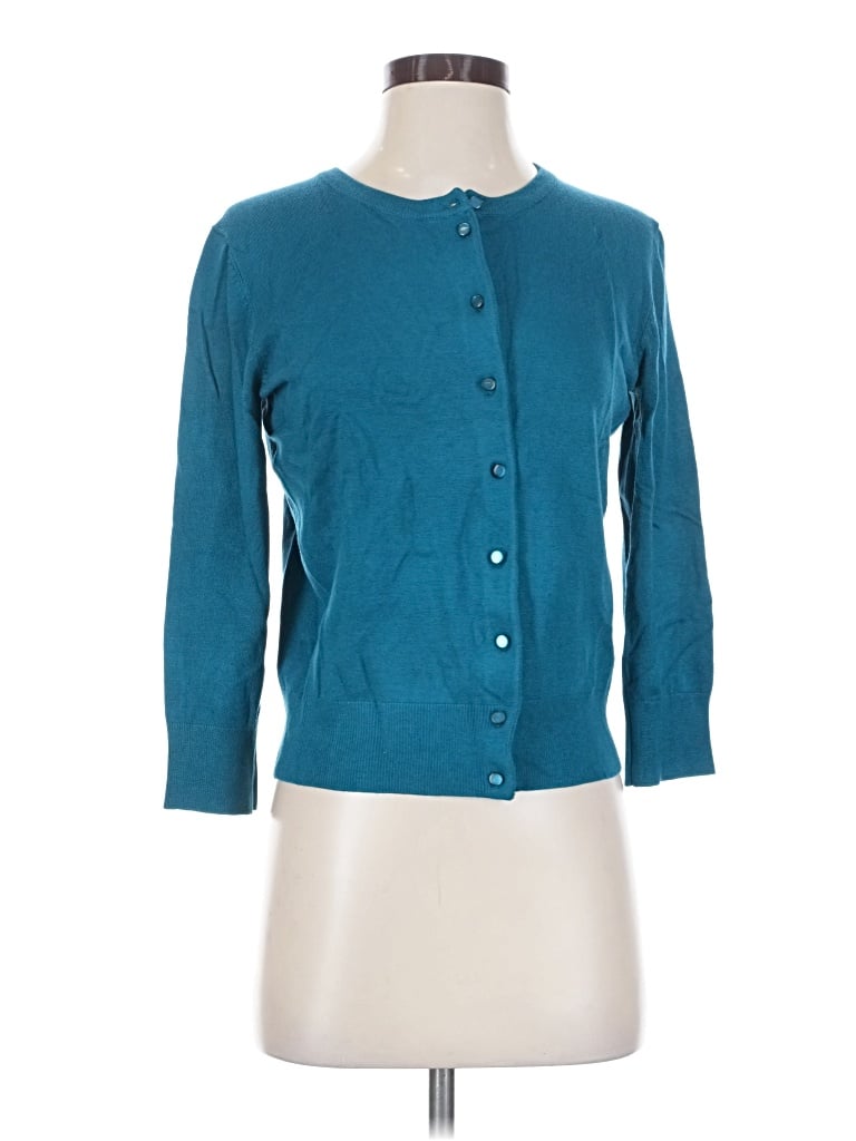 Pre-owned Cable & Gauge Cardigan Sweater In Teal