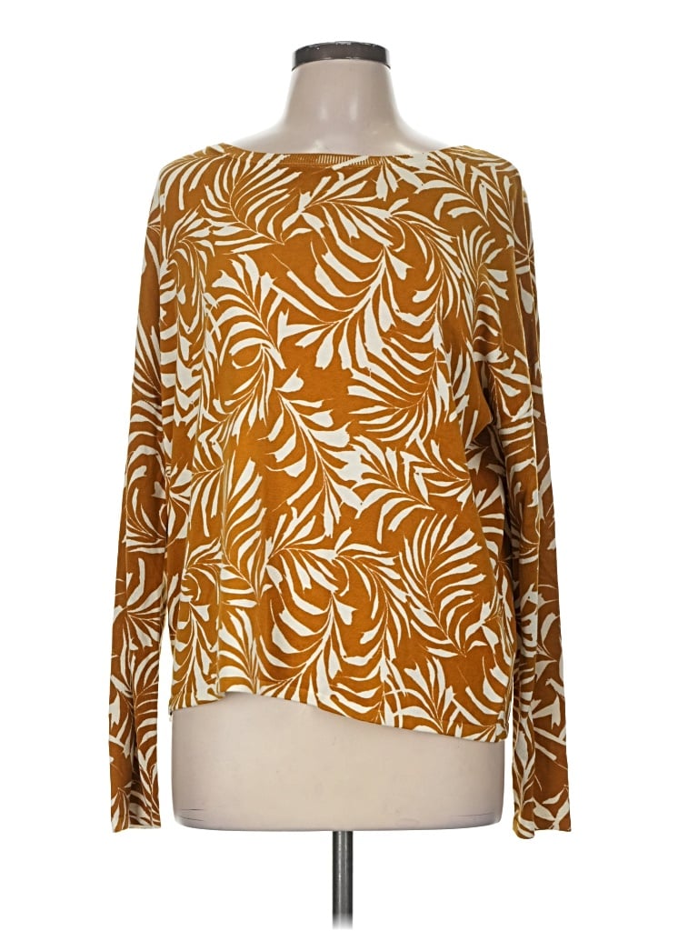 Pre-owned Garnet Hill Silk Cardigan Sweater In Orange
