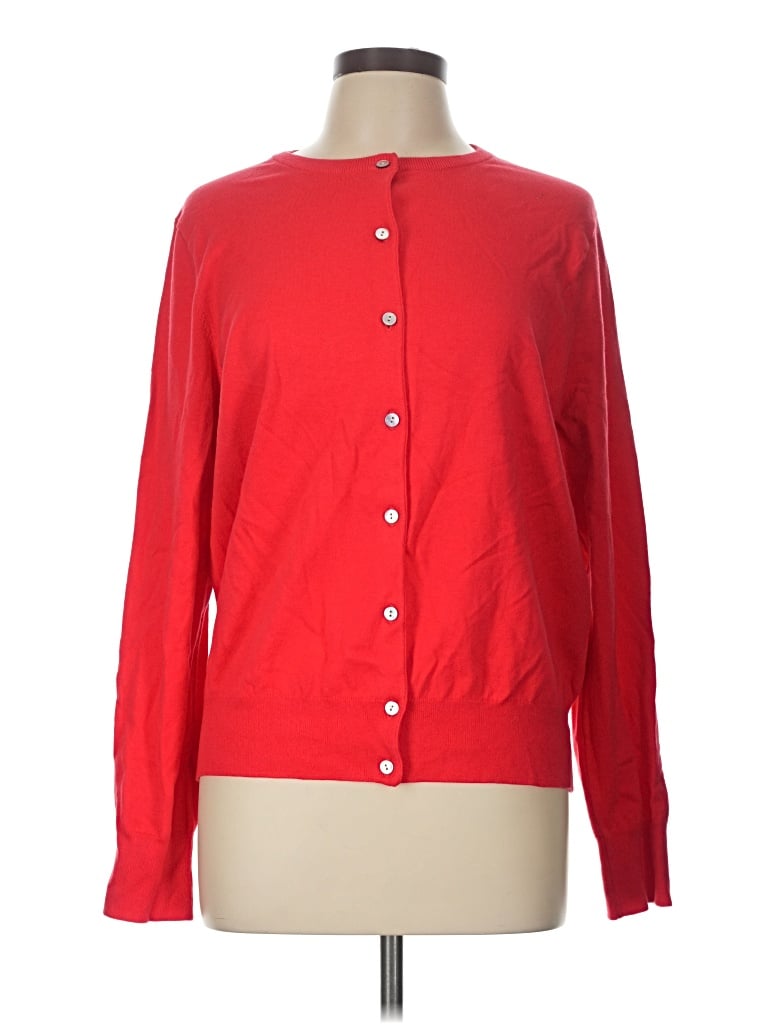 Pre-owned Lands' End Cardigan Sweater In Red