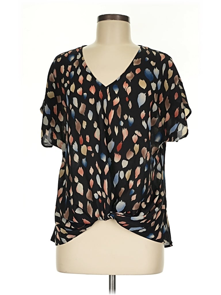 Pre-owned Weston Short Sleeve Blouse In Black