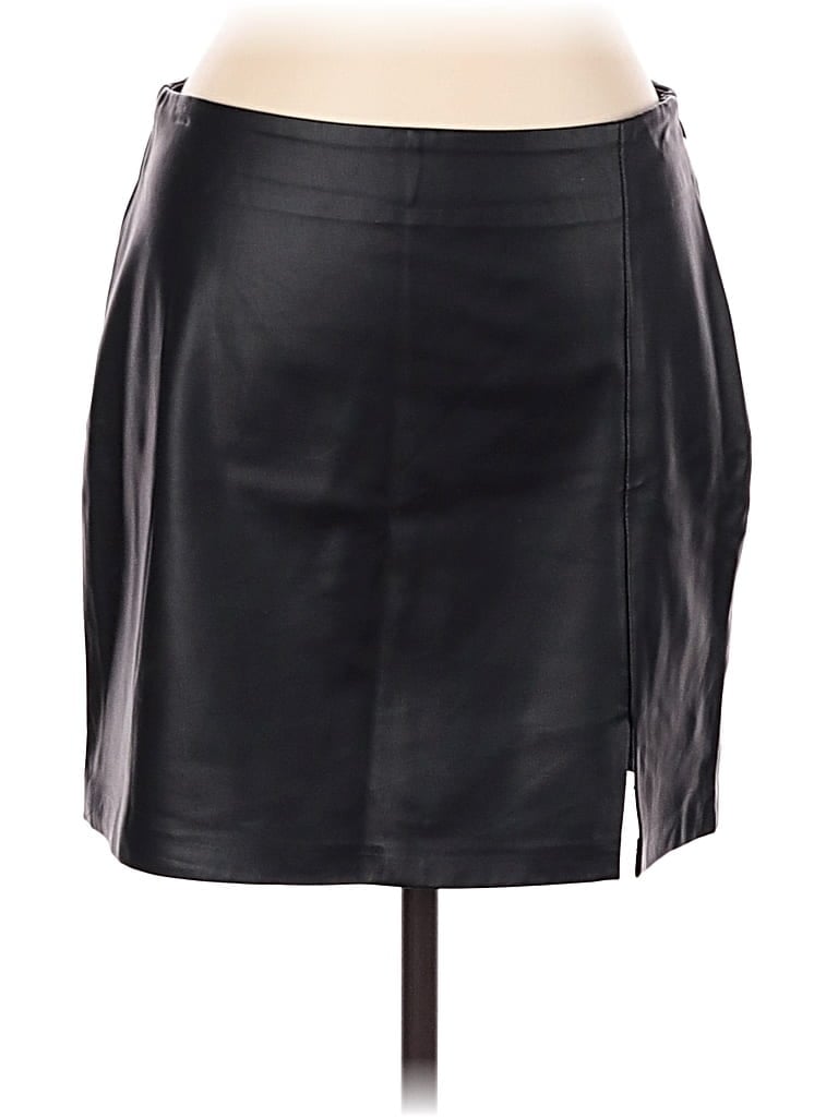 Pre-owned Topshop Faux Leather Skirt In Black