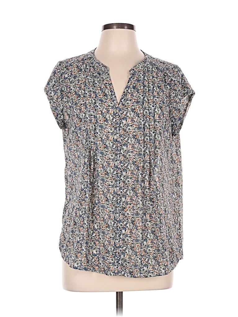 Pre-owned Monday Fun Short Sleeve Blouse In Blue