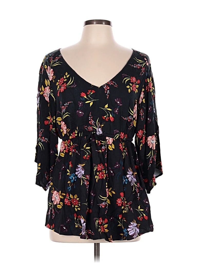 Pre-owned Torrid 3/4 Sleeve Blouse In Black