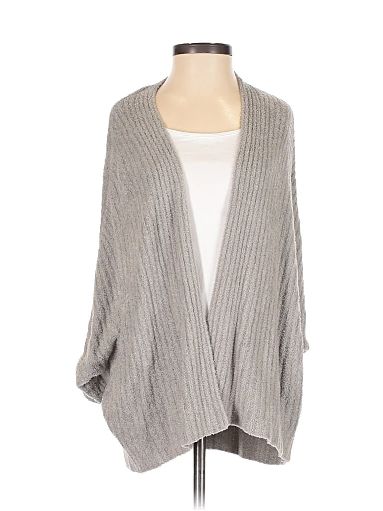 Pre-owned Barefoot Dreams Cozychic Lite Cardigan Sweater In Gray