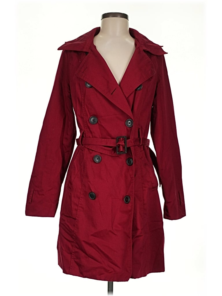 Pre-owned Merona Trenchcoat In Burgundy