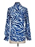 Foxcroft 100% Cotton Animal Print Blue Long Sleeve Blouse Size 4 - photo 2