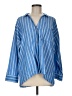 Escada Stripes Blue 3/4 Sleeve Button-Down Shirt Size M - photo 1