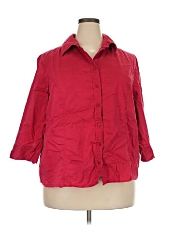 Fashion Bug 3/4 Sleeve Button-Down Shirt (view 1)