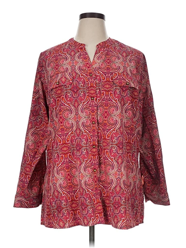 Pre-owned Laura Scott 3/4 Sleeve Blouse In Red