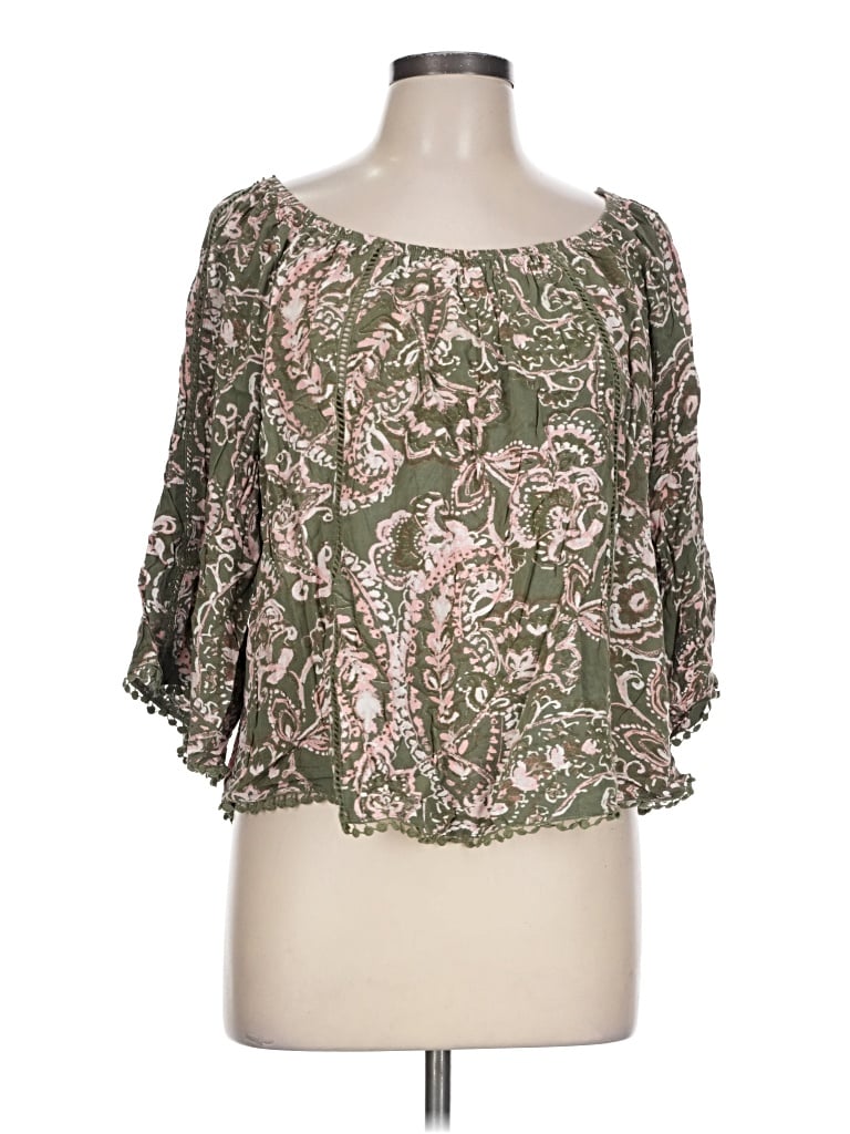 Pre-owned Fever 3/4 Sleeve Blouse In Green