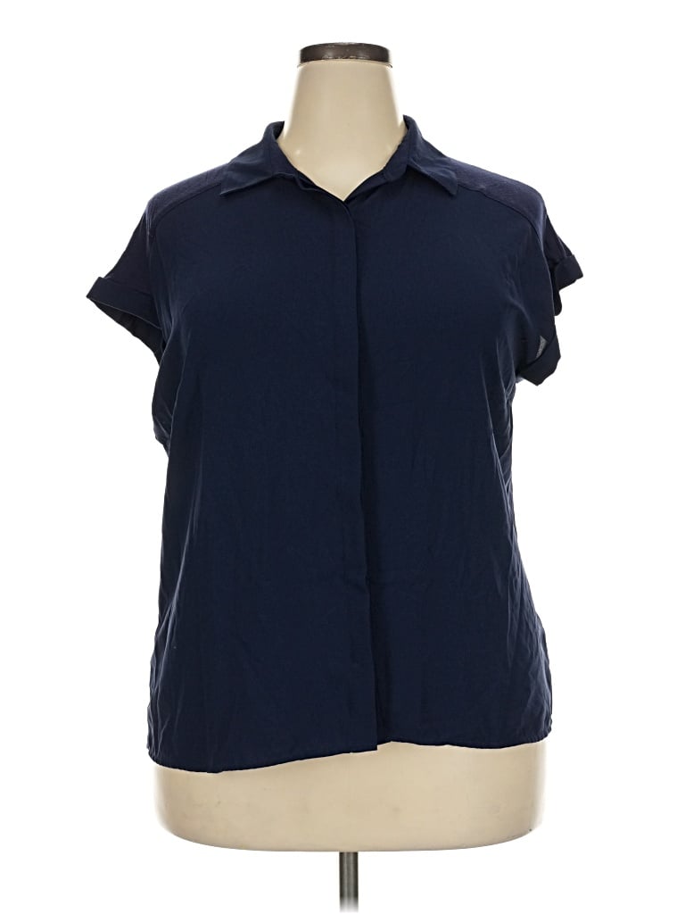 Pre-owned Fortune + Ivy Short Sleeve Blouse In Blue