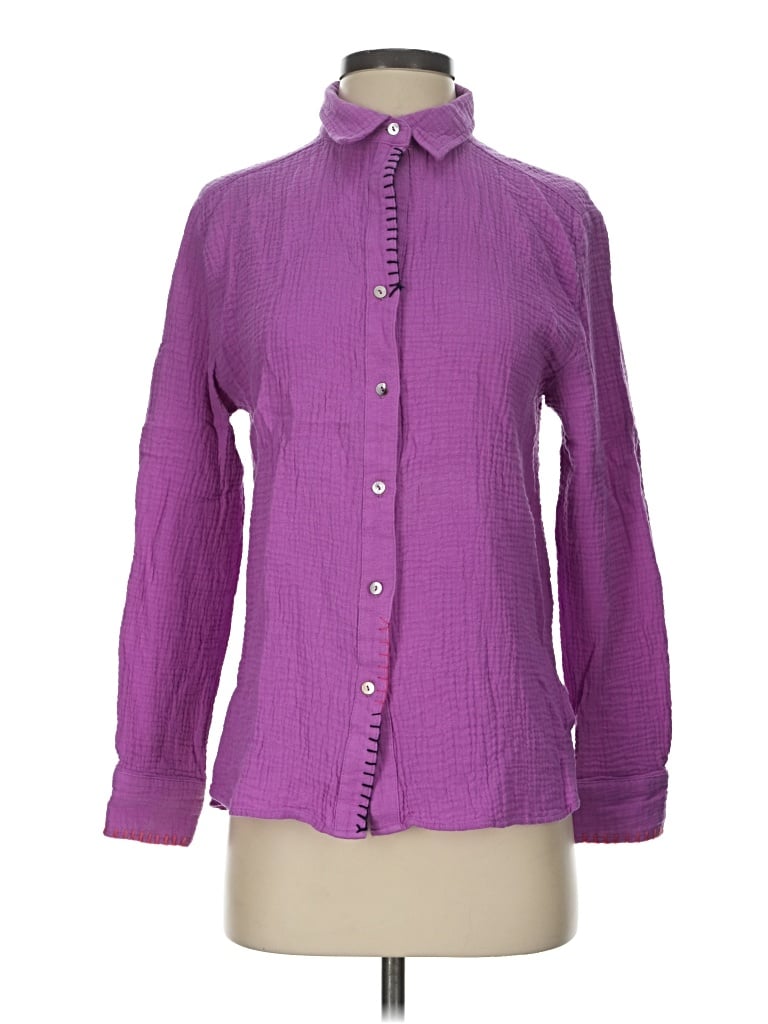 Pre-owned Lisa Todd Long Sleeve Button Down Shirt In Purple