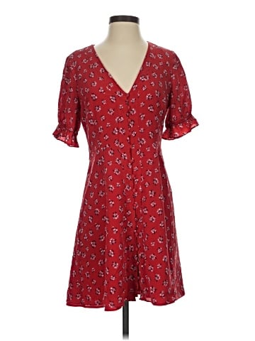 Madewell Silk Ruffle-Sleeve Button-Front Dress in Little Lilies (view 1)