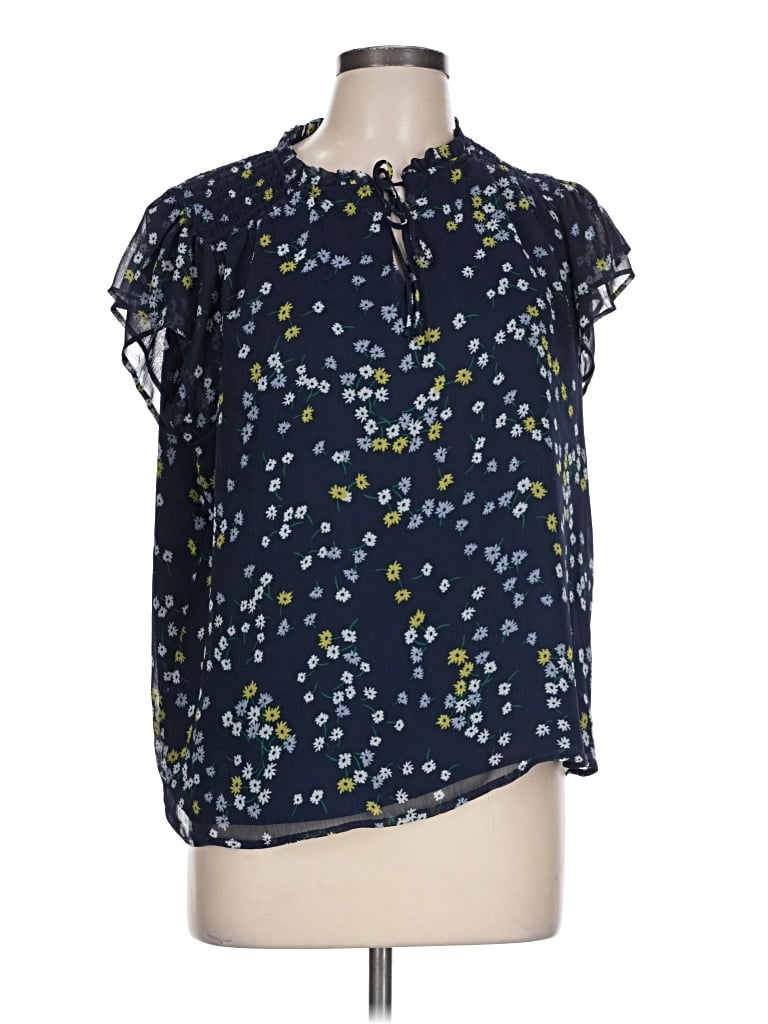 Pre-owned Cece Short Sleeve Blouse In Blue