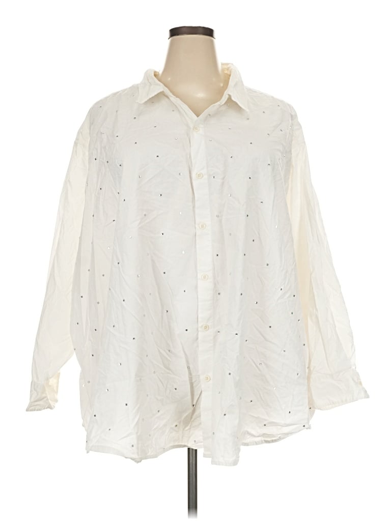 Pre-owned Future Collective 3/4 Sleeve Button Down Shirt In Ivory