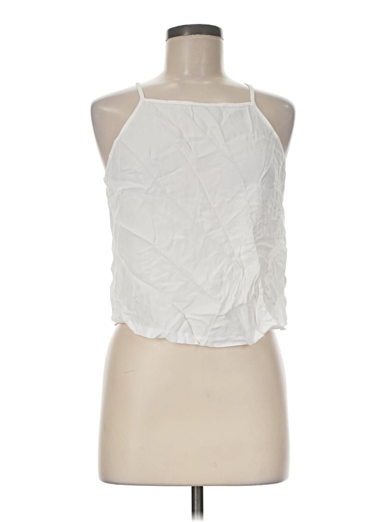 Pre-owned Elan Tank Top White Halter Neckline Tops