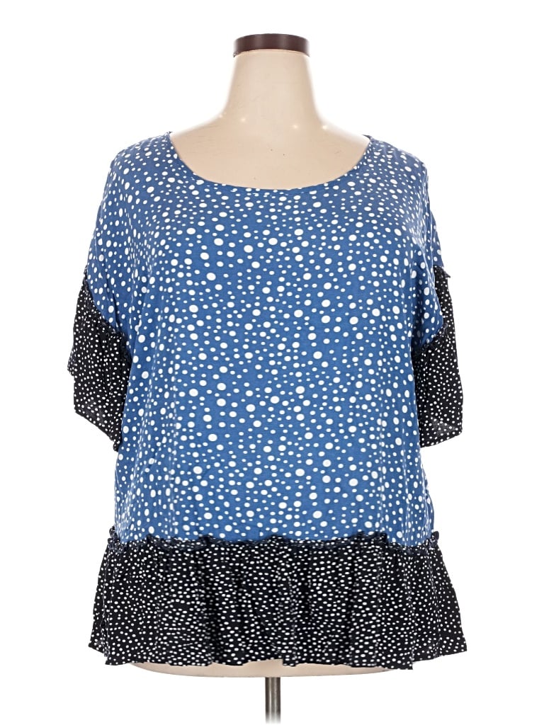 Pre-owned Suzanne Betro Short Sleeve Blouse In Blue
