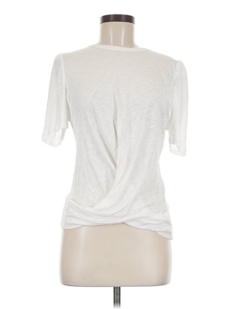 Pre-owned Elan Short Sleeve Top Ivory Cowl Neck Tops