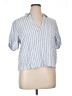 Universal Thread Stripes Blue Short Sleeve Blouse Size XL - photo 1