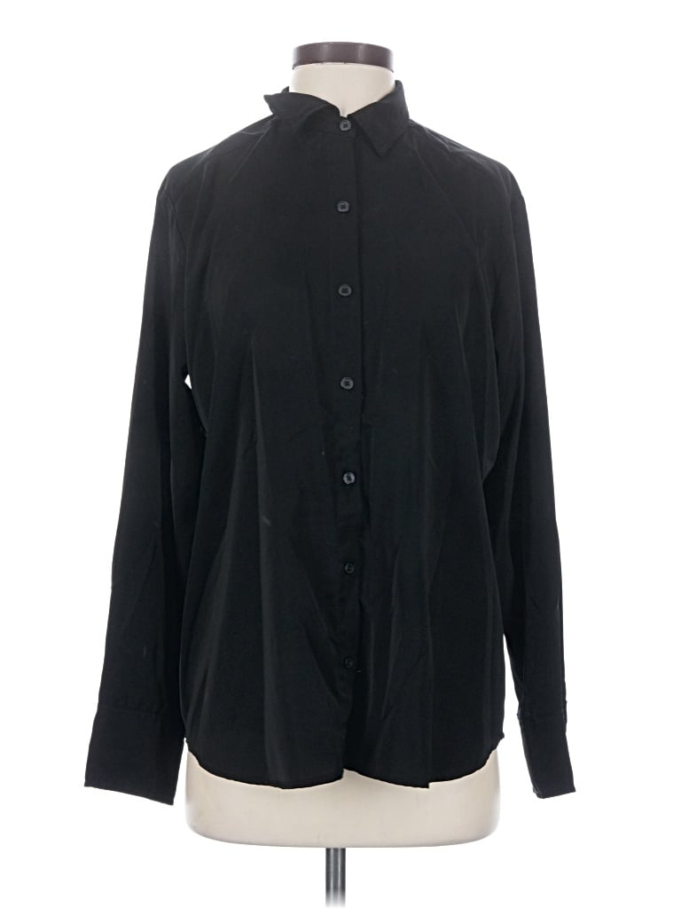 Pre-owned Scoop Long Sleeve Blouse In Black