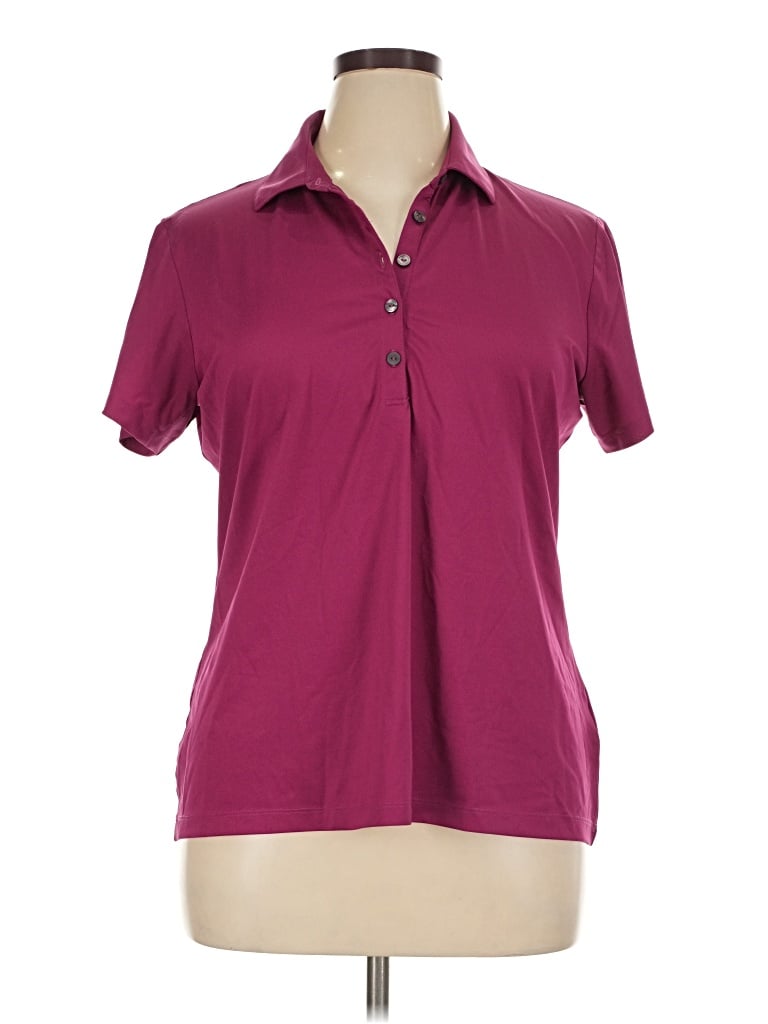 Pre-owned Greg Norman Short Sleeve Blouse In Burgundy