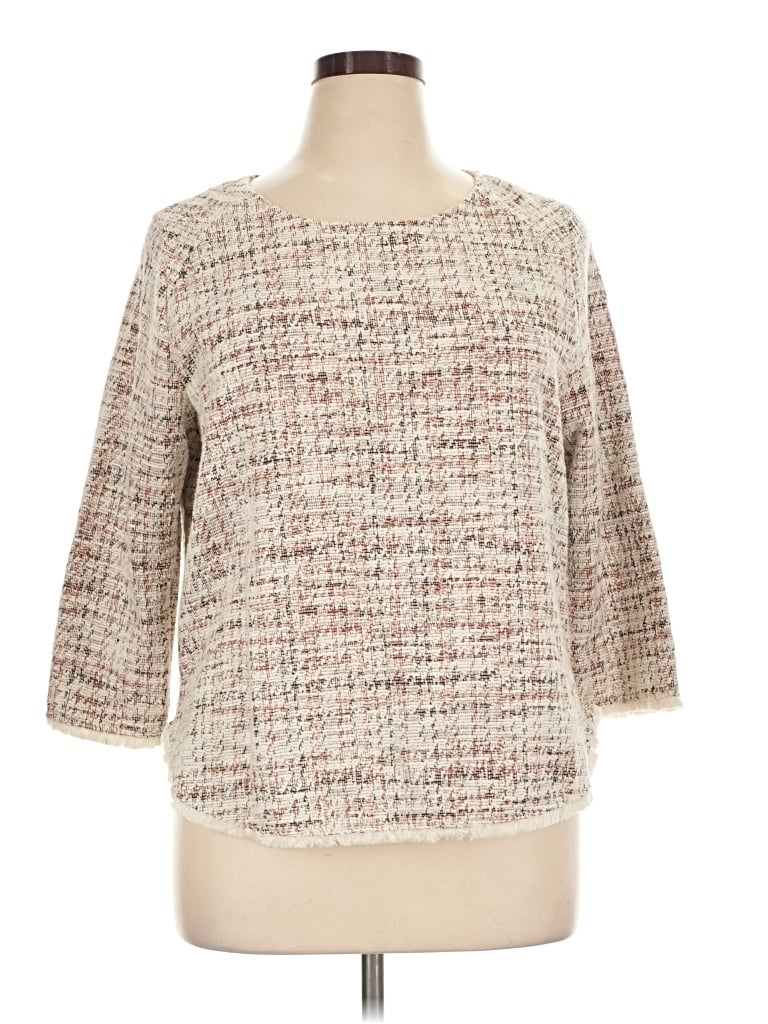Pre-owned W5 3/4 Sleeve Top Ivory Boatneck Tops