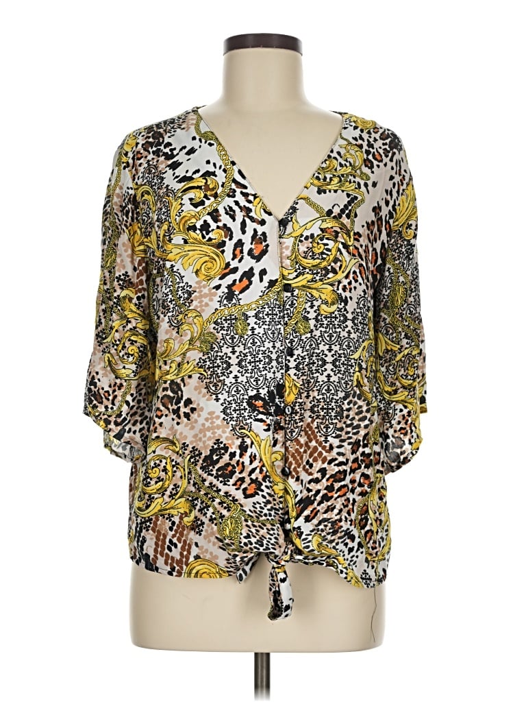 Pre-owned C Established 1946 3/4 Sleeve Blouse In Yellow