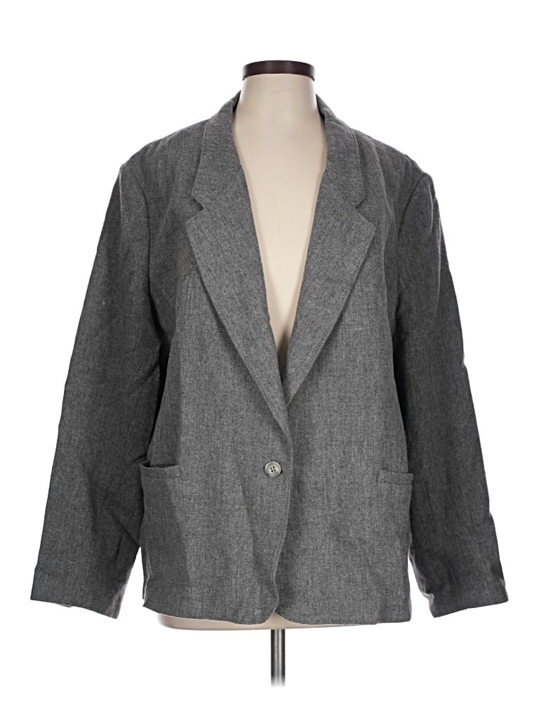 Pre-owned Alfred Dunner Wool Blazer Jacket In Gray