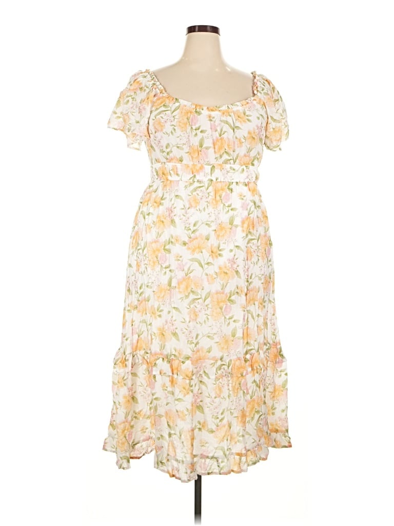 Pre-owned Peach Casual Dress In Yellow