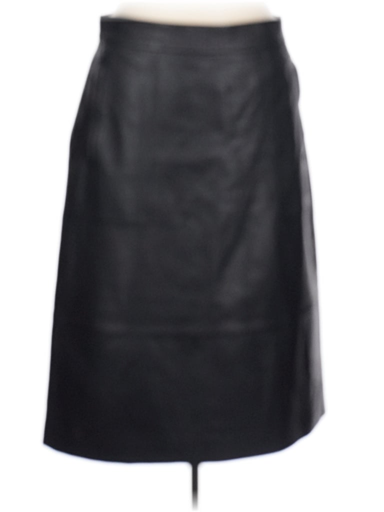 Pre-owned J.crew Collection Leather Skirt In Black