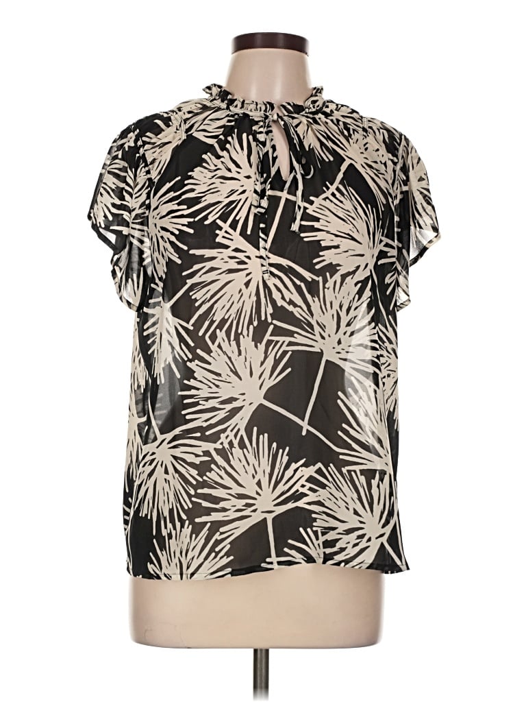 Pre-owned Pleione Short Sleeve Blouse In Black
