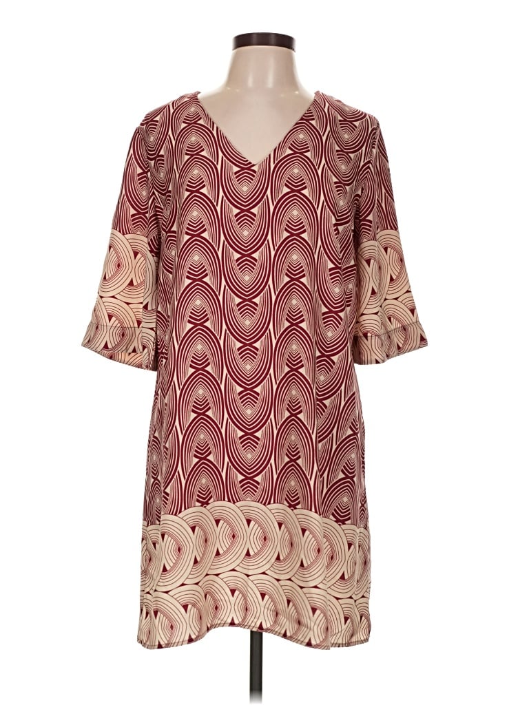 Pre-owned Adrienne Casual Dress In Burgundy