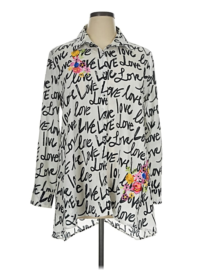 Pre-owned Multiples Long Sleeve Blouse In Silver