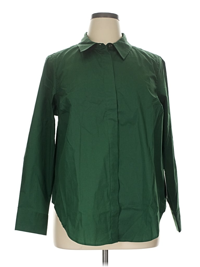 Pre-owned Universal Standard 3/4 Sleeve Button Down Shirt In Green