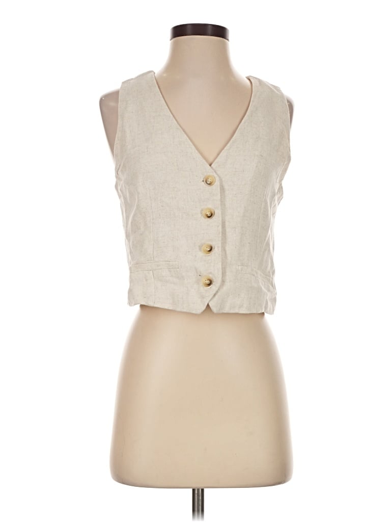 Pre-owned Mable Tank Top Ivory Plunge Neckline Tops