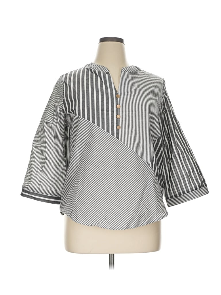 Pre-owned Emery Rose 3/4 Sleeve Blouse In Gray