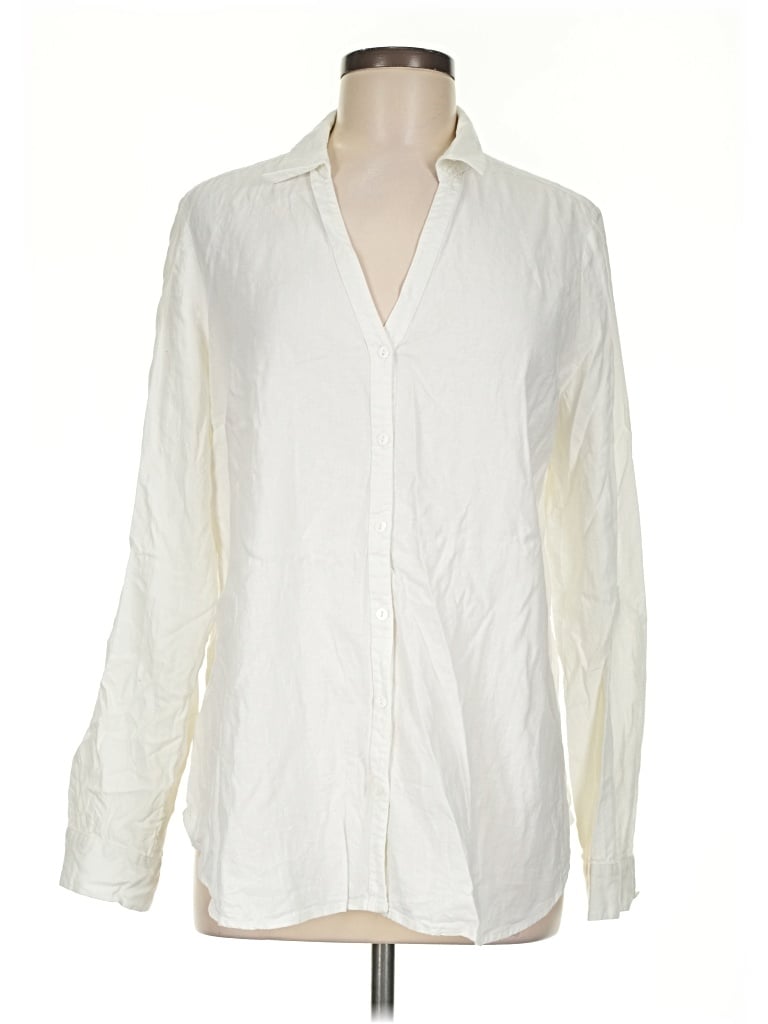 Pre-owned Soma Long Sleeve Button Down Shirt In Ivory