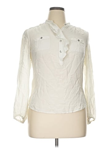 White House Black Market Long Sleeve Silk Top (view 1)