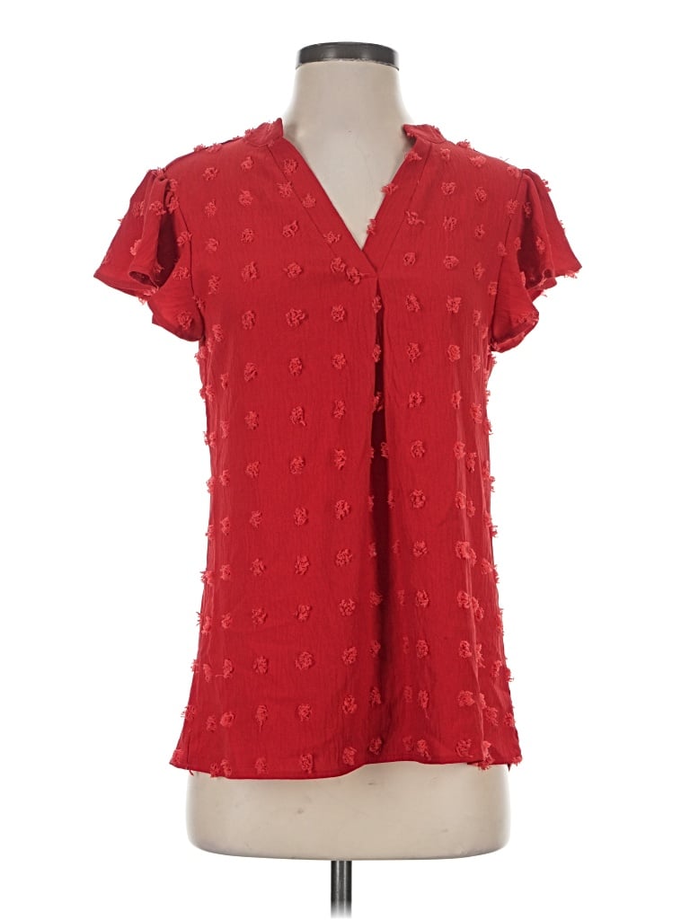 Pre-owned Blooming Jelly Short Sleeve Blouse In Red