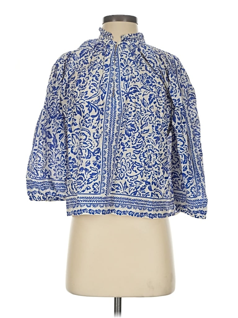 Pre-owned Trovata 3/4 Sleeve Blouse In Blue