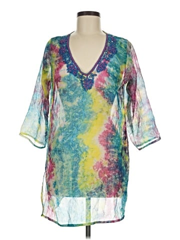 Aqua Blues 3/4 Sleeve Blouse (view 1)