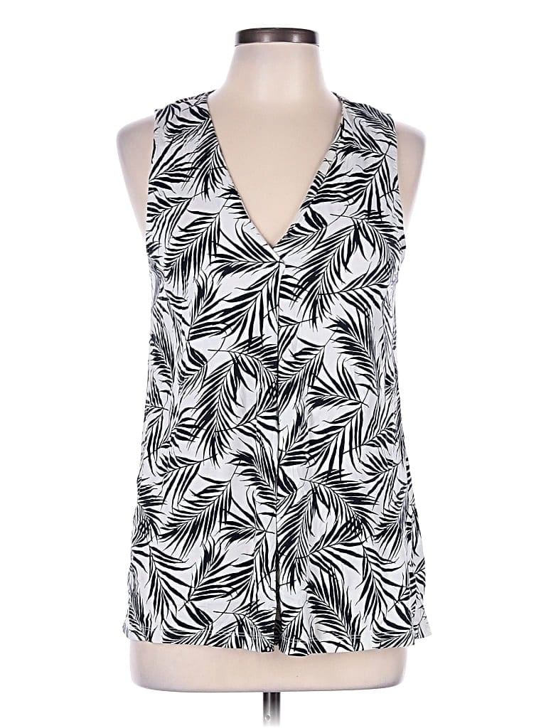 Pre-owned Lands' End Tank Top White Plunge Neckline Tops