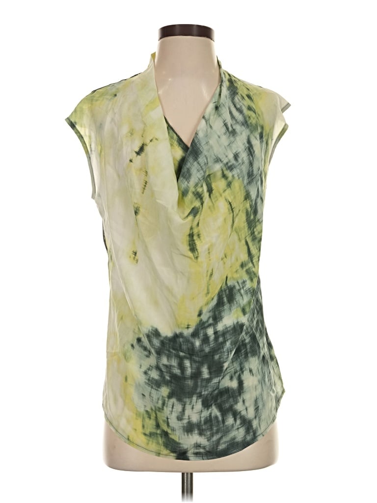Pre-owned Deletta Sleeveless Silk Top Green Cowl Neck Tops