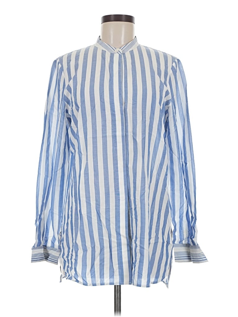 Pre-owned Lafayette 148 Long Sleeve Button Down Shirt In Blue