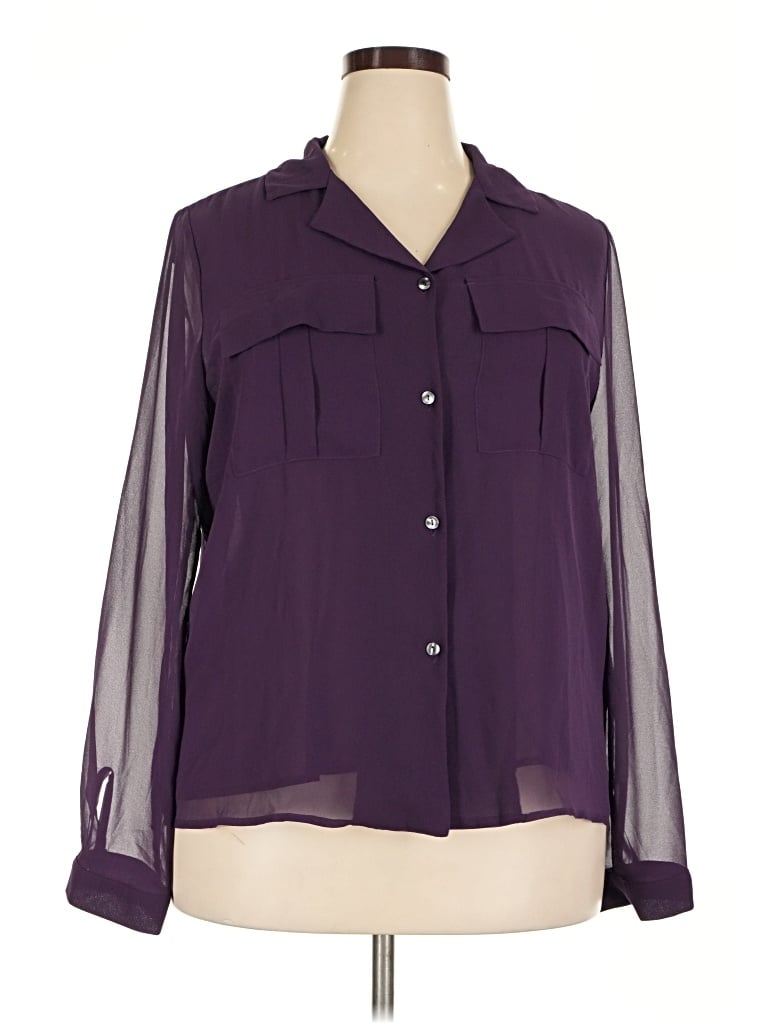 Pre-owned Beacon Long Sleeve Blouse In Purple