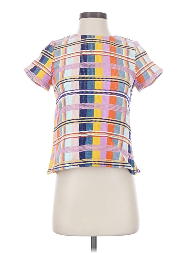 Pre-owned Halogen Short Sleeve Blouse In Yellow