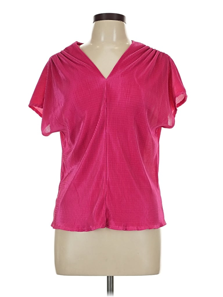 Pre-owned Renee C Short Sleeve Blouse In Pink