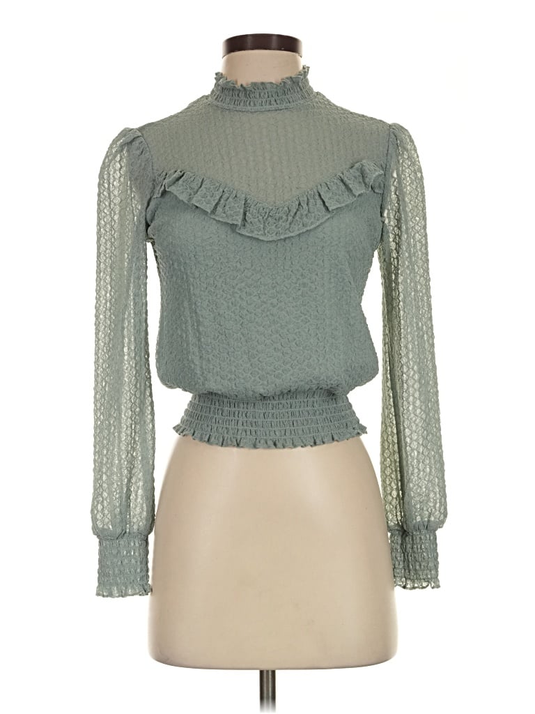 Pre-owned Iz Byer Long Sleeve Blouse In Green